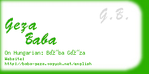 geza baba business card